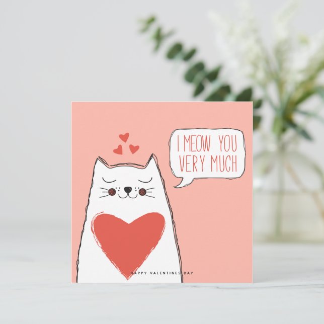Cartes Pour Fêtes Annuelles Funny Cat Valentines Day Greeting Card (Debout devant)