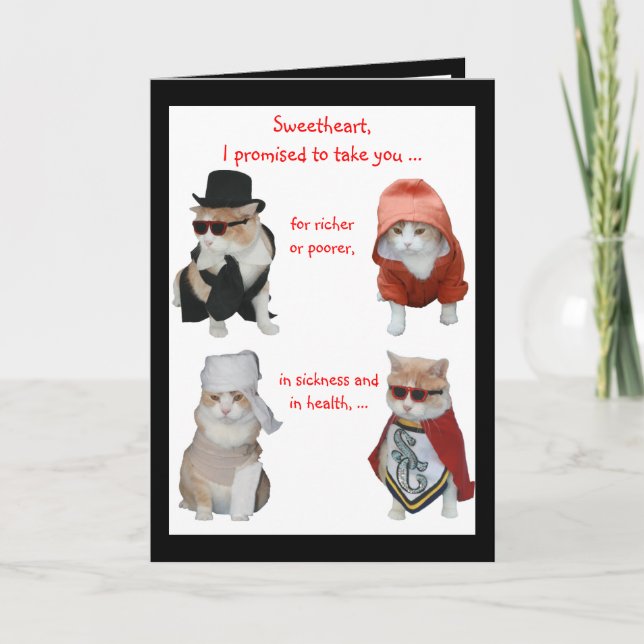 Cartes Pour Fêtes Annuelles Funny Cats Valentine/Anniversaire (Devant)