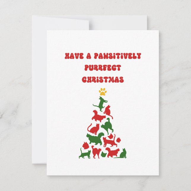 Cartes Pour Fêtes Annuelles Funny Chat Arbre de Noël (Devant)