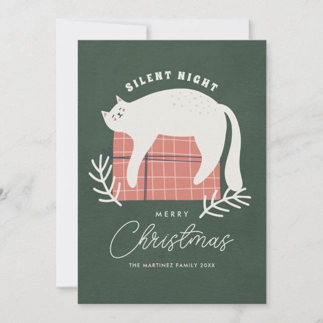 Cartes Pour Fêtes Annuelles Funny Chat Joyeux voeux de Noël (Devant)