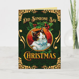 Cartes Pour Fêtes Annuelles Funny Chat Noir et Or Noël