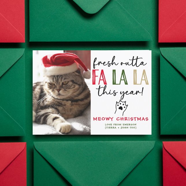 Cartes Pour Fêtes Annuelles Funny Chat Photo de Noël Photo personnalisée Humou (Créateur téléchargé)