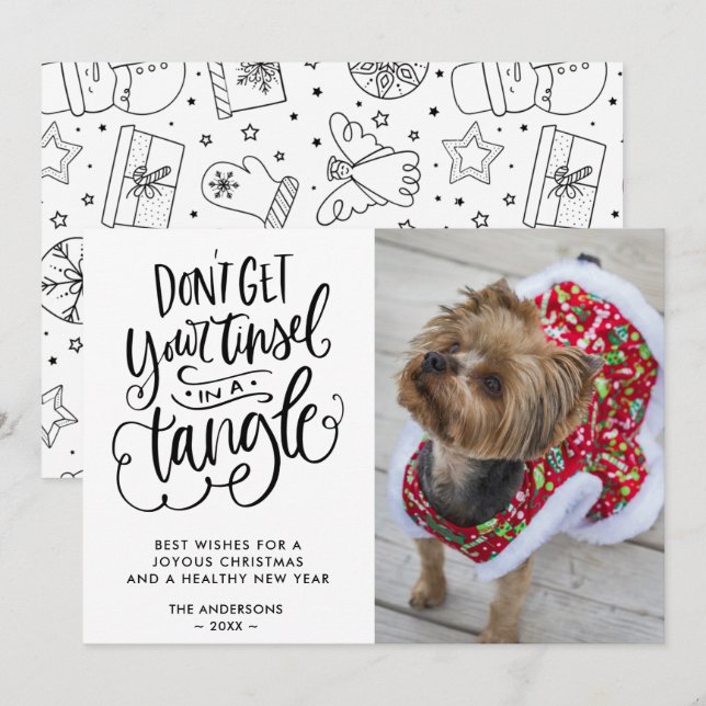 Cartes Pour Fêtes Annuelles Funny Chien Animal de compagnie Typographie Noël (Devant / Derrière)