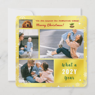 Cartes Pour Fêtes Annuelles Funny Chien Chat Élégant Golden Photo Collage Lett