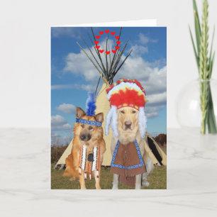 Cartes Pour Fêtes Annuelles Funny Chiens amérindiens Valentine Holiday Card