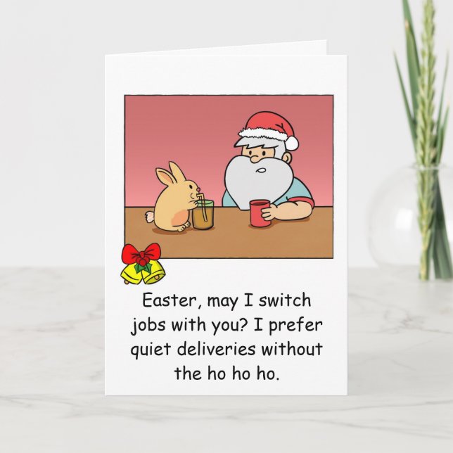 Cartes Pour Fêtes Annuelles Funny Chirstmas Card : Père Noël changer de travai (Devant)