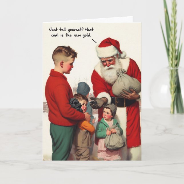 Cartes Pour Fêtes Annuelles Funny Christmas Card - Charbon de Saint Nick (Devant)
