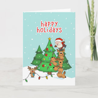 Cartes Pour Fêtes Annuelles Funny Christmas Card - Père Noël et ses aides