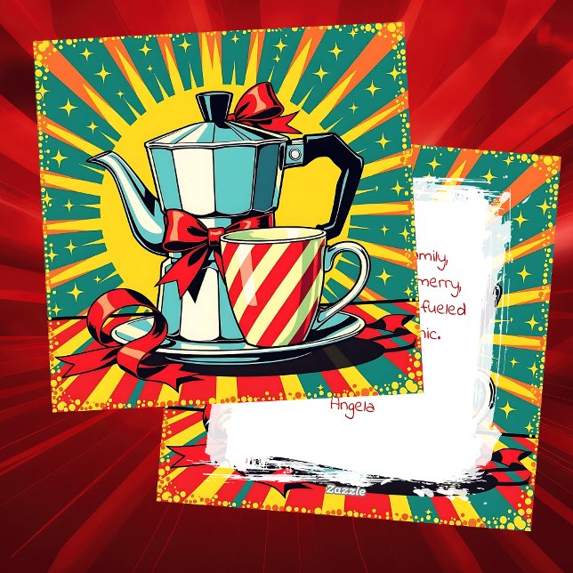 Cartes Pour Fêtes Annuelles Funny Christmas, Coffee and Panic Pop Art Humorous (Créateur téléchargé)