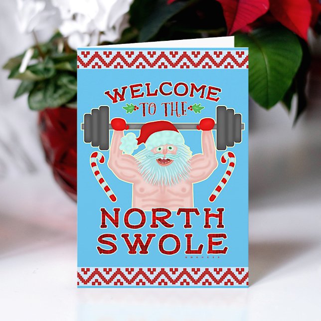 Cartes Pour Fêtes Annuelles Funny Christmas Santa Claus Swole Weightlifter (Créateur téléchargé)