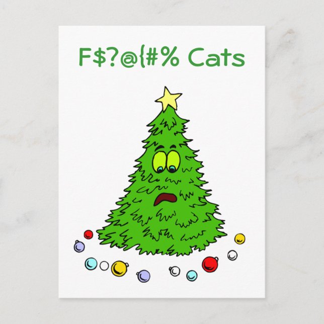 Cartes Pour Fêtes Annuelles Funny Christmas Tree Jokes Cats Holiday Xmas (Devant)