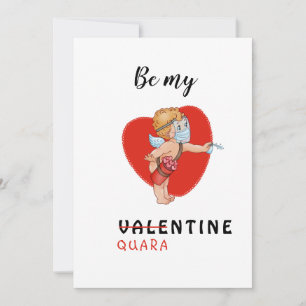 Cartes Pour Fêtes Annuelles funny cupid mask covid 2021 heart be my valentine