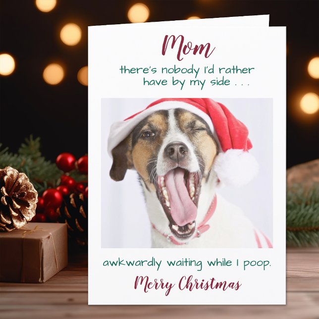 Cartes Pour Fêtes Annuelles Funny Custom Pet Photo Dog Mom Merry Christmas (Créateur téléchargé)