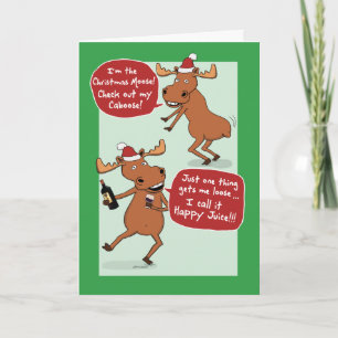 Cartes Pour Fêtes Annuelles Funny Dancing and Drinking Christmas Moose