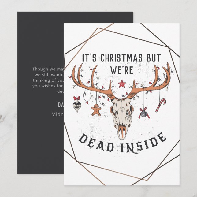 Cartes Pour Fêtes Annuelles Funny Dead Inside Christmas Holiday Card (Devant / Derrière)