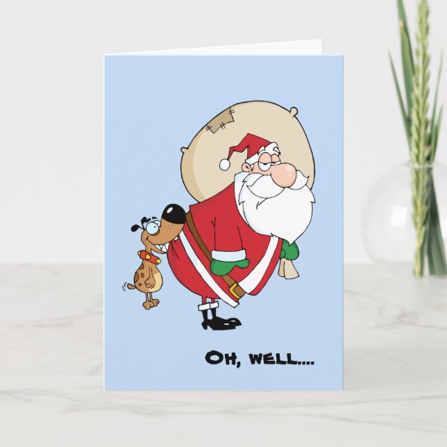 Cartes Pour Fêtes Annuelles Funny Dog et Santa Christmas (Devant)