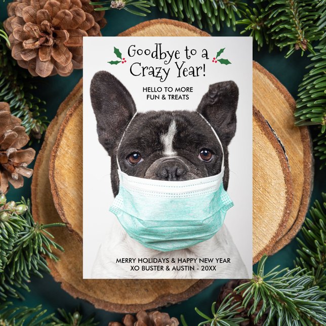 Cartes Pour Fêtes Annuelles Funny Dog Photo Goodbye Hello New Year Holiday (Créateur téléchargé)