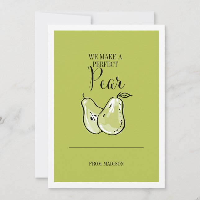 Cartes Pour Fêtes Annuelles Funny Fruit Pun Parfait Pear Valentine Card (Devant)