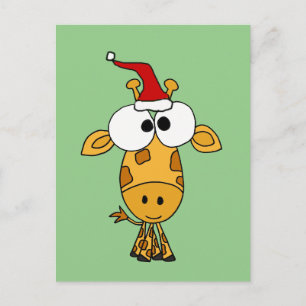 Cartes Pour Fêtes Annuelles Funny Giraffe à Santa Hat