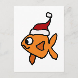 Cartes Pour Fêtes Annuelles Funny Goldfish in Santa Hat Art de Noël