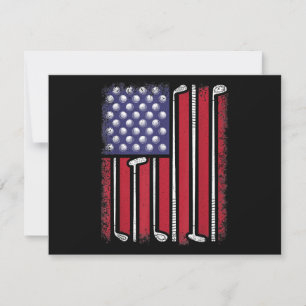 Cartes Pour Fêtes Annuelles Funny Golf American Flag Golf Player Vintage Golfe