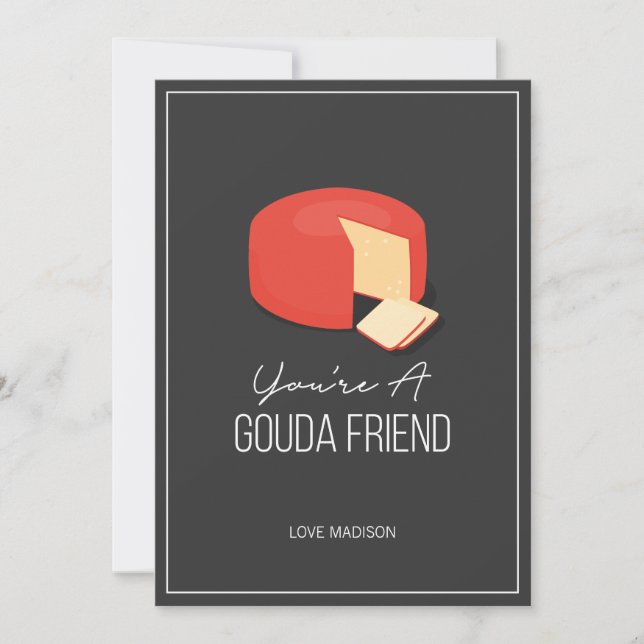 Cartes Pour Fêtes Annuelles Funny Gouda Ami Valentine Love Cheese Card (Devant)