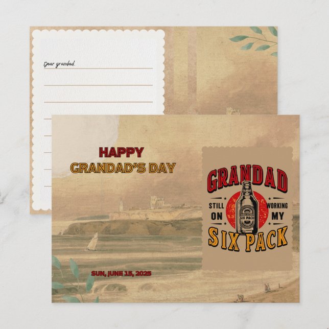 Cartes Pour Fêtes Annuelles Funny Grandpa Six Pack Postcard - Fête des pères (Devant / Derrière)