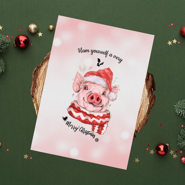 Cartes Pour Fêtes Annuelles Funny Ham Yself un très joyeux cochon de Noël (Créateur téléchargé)