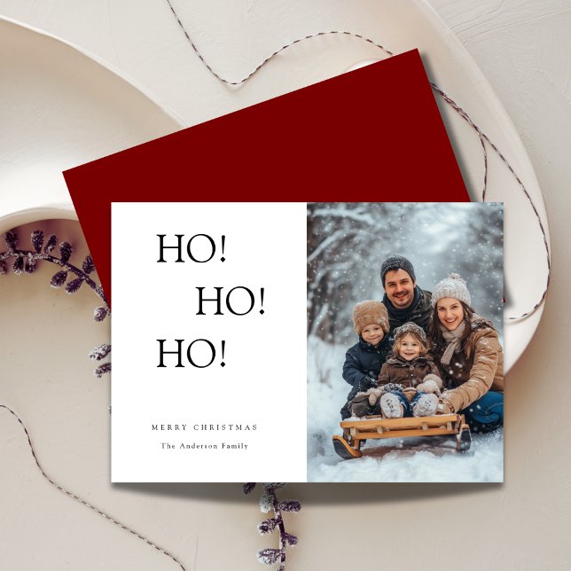 Cartes Pour Fêtes Annuelles Funny Ho Ho Ho Photo Famille de Noël (Créateur téléchargé)