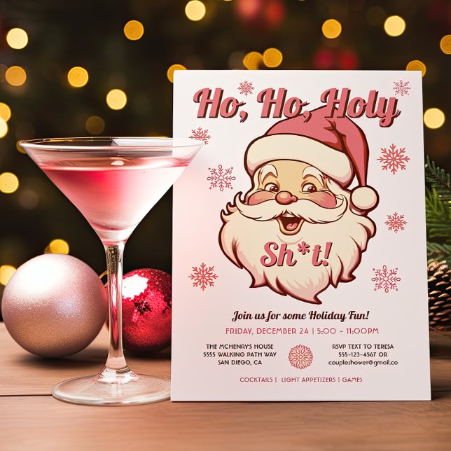 Cartes Pour Fêtes Annuelles Funny Ho Ho Retro Père Noël Christmas Party (Créateur téléchargé)