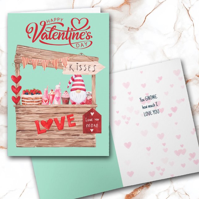 Cartes Pour Fêtes Annuelles Funny Kissing Booth Gnome Valentine (Créateur téléchargé)