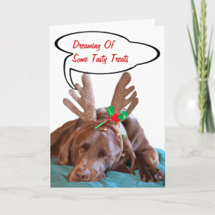 Cartes Pour Fêtes Annuelles Funny Labrador Portant des Antlers Photo Personnal