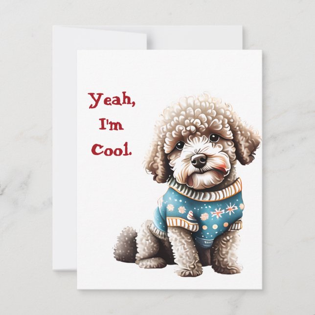 Cartes Pour Fêtes Annuelles Funny Lagotto Romagnolo dans le pull de Noël (Devant)