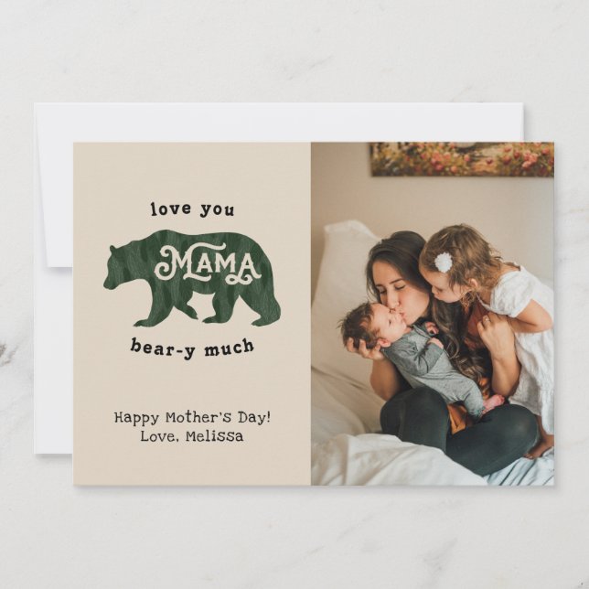 Cartes Pour Fêtes Annuelles Funny Mama Bear Fête des mères Photo personnalisée (Devant)