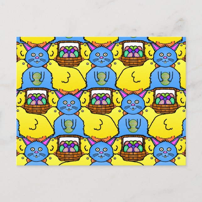 Cartes Pour Fêtes Annuelles Funny MC Easter Bunny Chicks Tessellation (Devant)