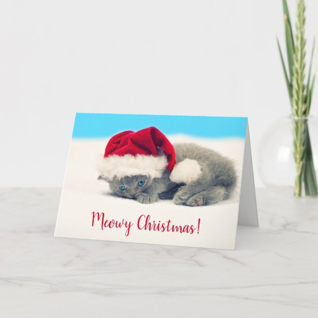 Cartes Pour Fêtes Annuelles Funny Meowy Christmas Kitten Card (Devant)