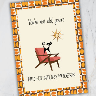 Cartes Pour Fêtes Annuelles Funny Mid-Century Modern Atomic Cat Birthday Card