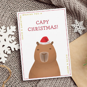 Cartes Pour Fêtes Annuelles Funny mignon Capybara Père Noël Pun Noël