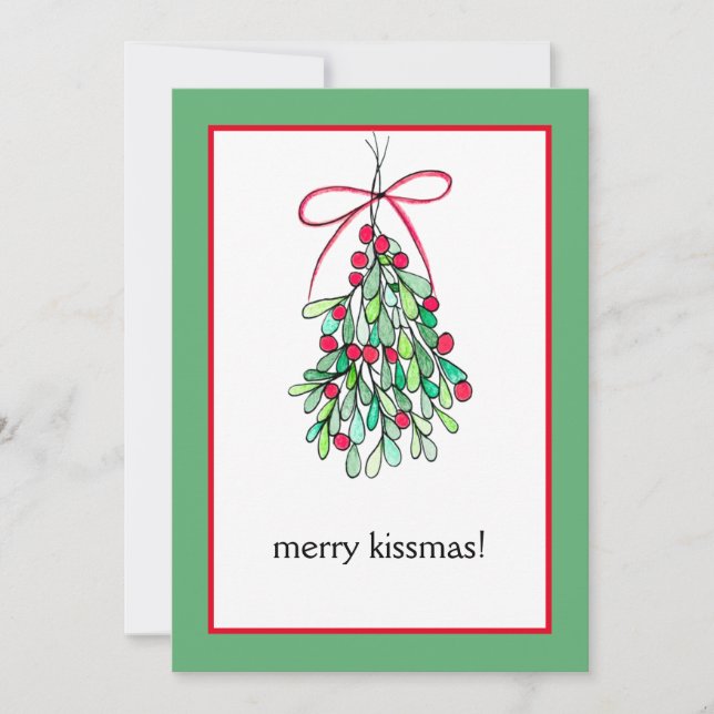 Cartes Pour Fêtes Annuelles Funny Mistletoe Joyeux Kissmas Noël (Devant)