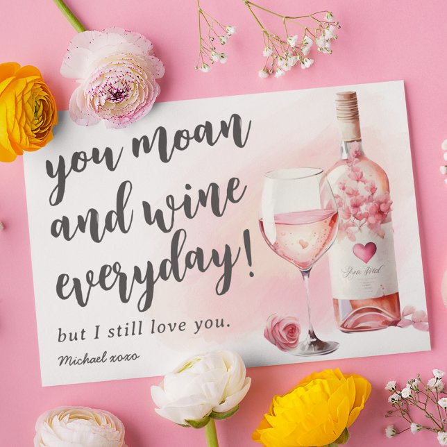 Cartes Pour Fêtes Annuelles Funny Moan and Wine Valentines Day (Créateur téléchargé)