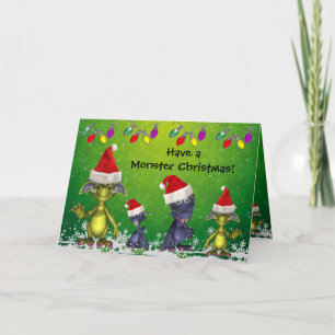 Cartes Pour Fêtes Annuelles Funny Monsters à Santa Hats Monster Christmas