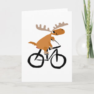 Cartes Pour Fêtes Annuelles Funny Moose équitation Vélo art original