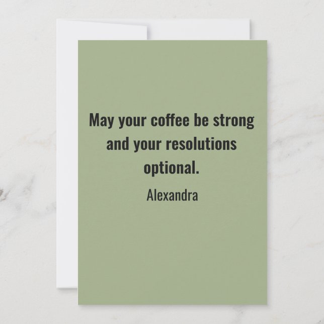 Cartes Pour Fêtes Annuelles Funny New Year Same Me Minimal Green Greeting Card (Dos)