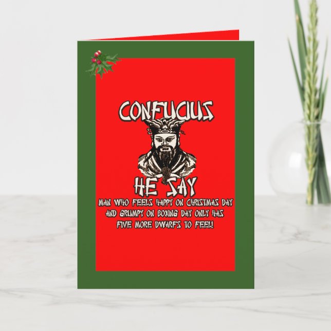 Cartes Pour Fêtes Annuelles Funny Noël Confucius (Devant)