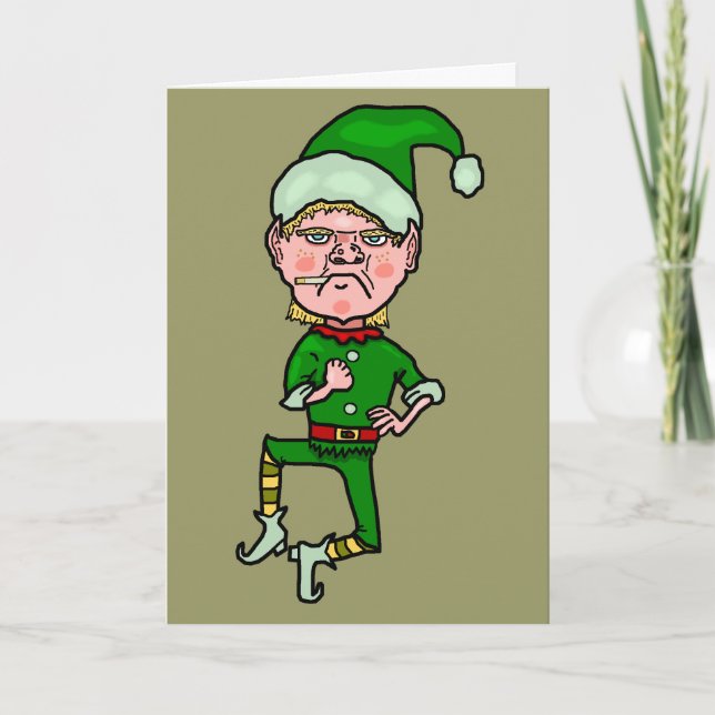 Cartes Pour Fêtes Annuelles Funny Noël Elfin (Devant)