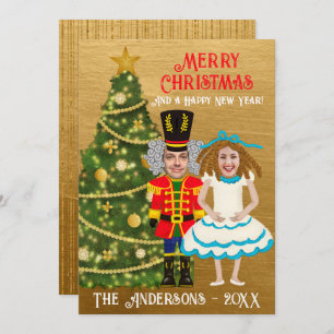 Cartes Pour Fêtes Annuelles Funny Nutcracker & Clara Ajouter Votre Visage Noël