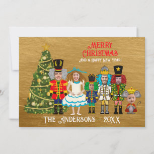 Cartes Pour Fêtes Annuelles Funny Nutcracker Famille de 6   Maman Papa Quatre 