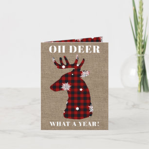 Cartes Pour Fêtes Annuelles Funny Oh Deer Buffalo Plaid Burlap