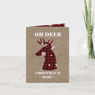 Cartes Pour Fêtes Annuelles Funny Oh Deer Buffalo Plaid Burlap