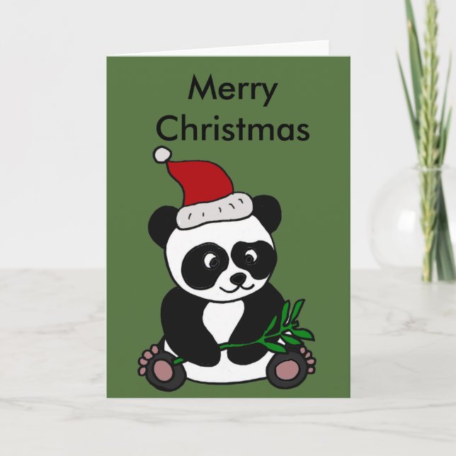 Cartes Pour Fêtes Annuelles Funny Panda Bear Art de Noël (Devant)